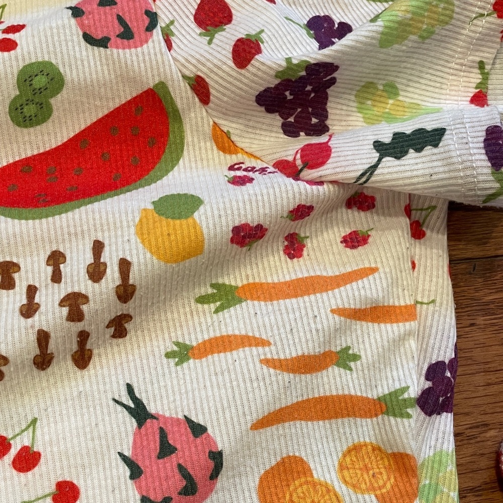 Lisa says gah fruit print cropped wrap tie waist top size L - Picture 2 of 7